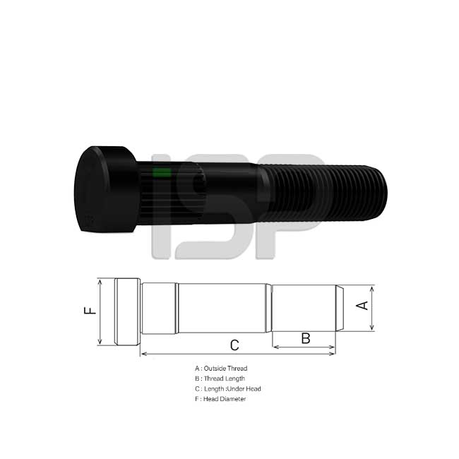 MERCEDES FRONT WHEEL BOLT 77 MM FRAISED