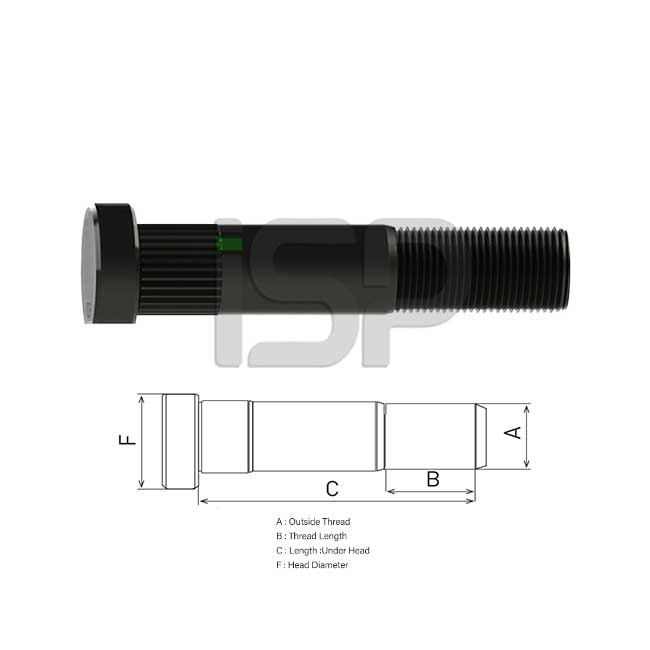 MERCEDES AXLE WHEEL BOLT 100 MM FRAISED