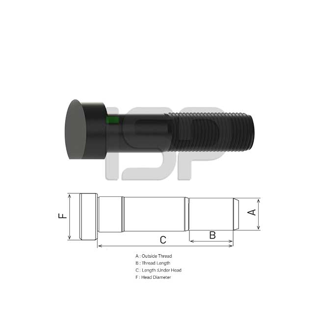 MAN FRONT WHEEL BOLT TGA 65 MM FRAISED